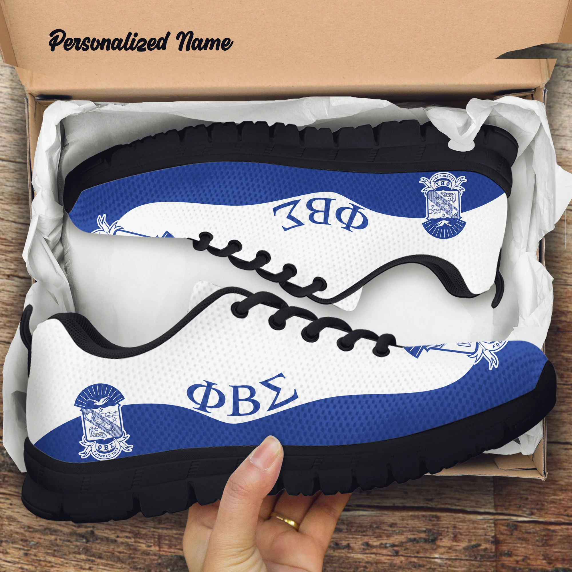 INSTANTARTS Phi Beta Sigma Design Lace-up Casual Sneakers Women's Flat Shoes Lightweight Non-Slip Ladies Sport Shoes Zapatillas