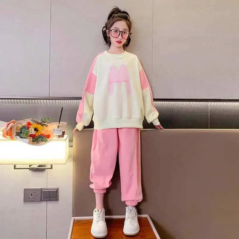 بدلة رياضية ربيعية جديدة للفتيات لعام 2023 طقم مكون من قطعتين على الطراز الكوري غير رسمي للأطفال 6 8 10 12 14 سنة ملابس للشباب المراهقات #3