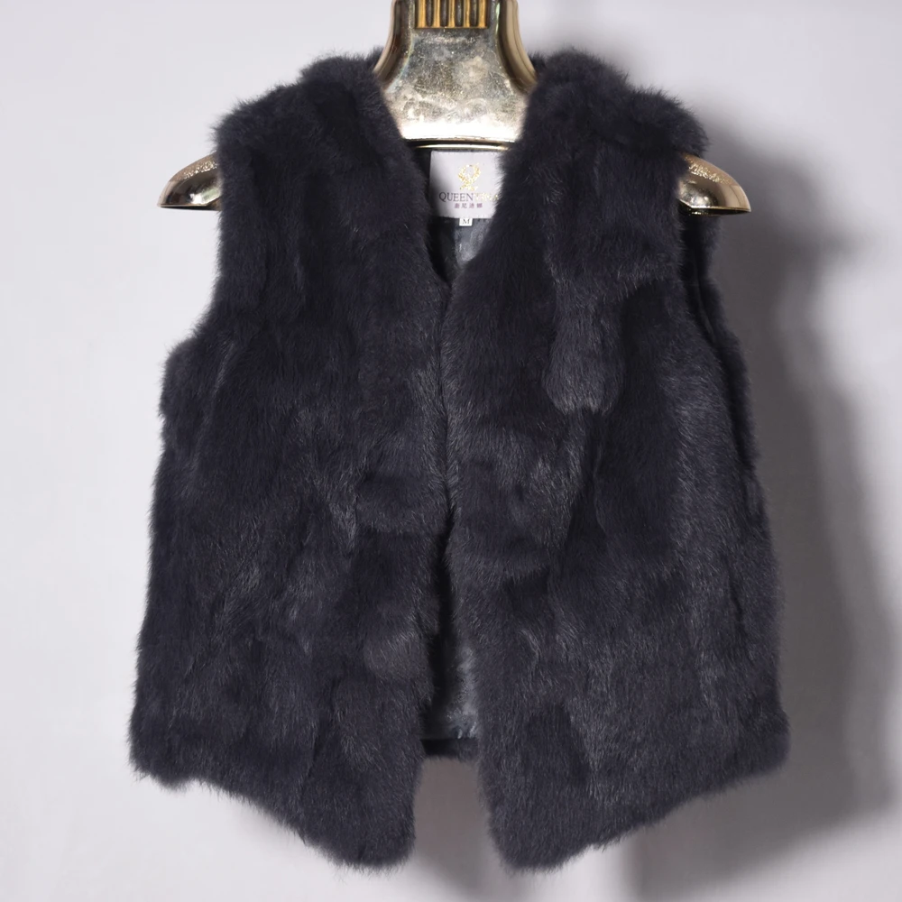 Fancy Rani Real Rabbit Fur Vest Short Natural Jacket For Women Fashion Leather Autumn Winter Spring Outwear High Quality