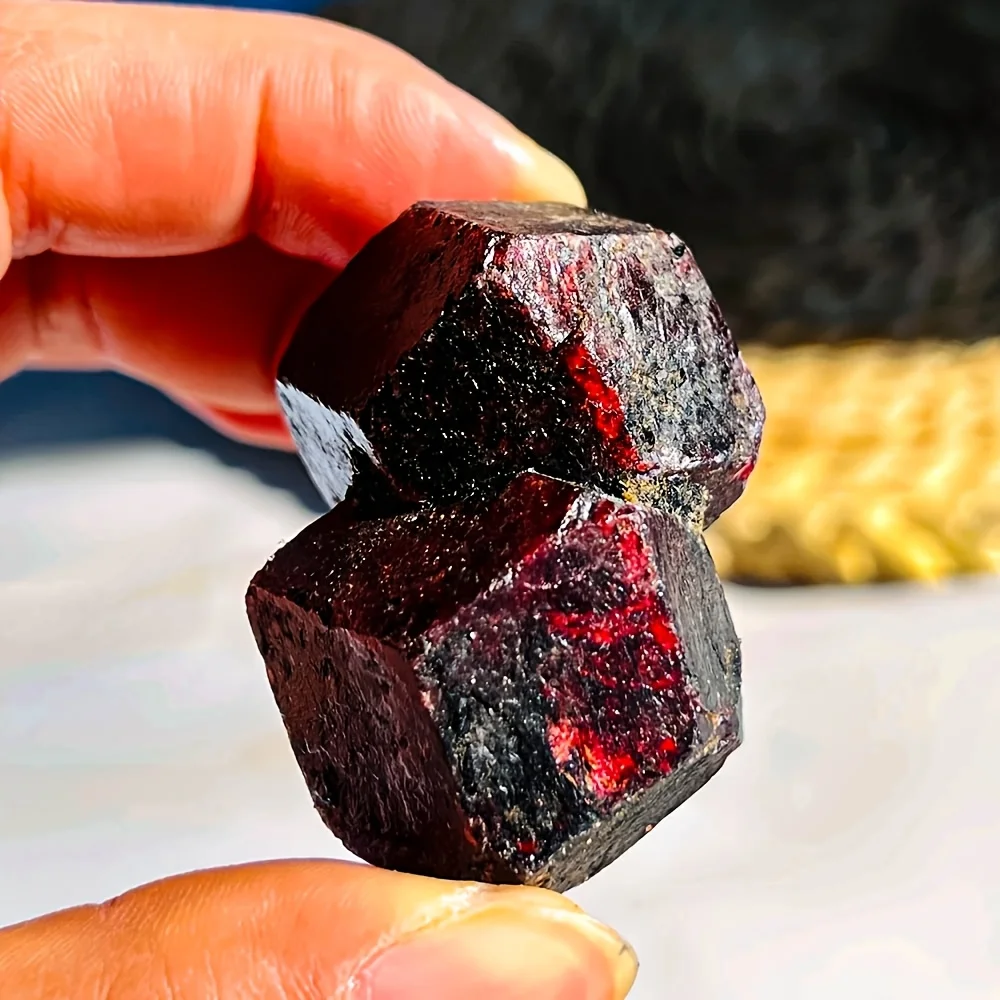 Natural Red Ruby Crystal - Bohemian DIY Handmade Material, Sandbed Unfinished, With Unique Cracks and Chips