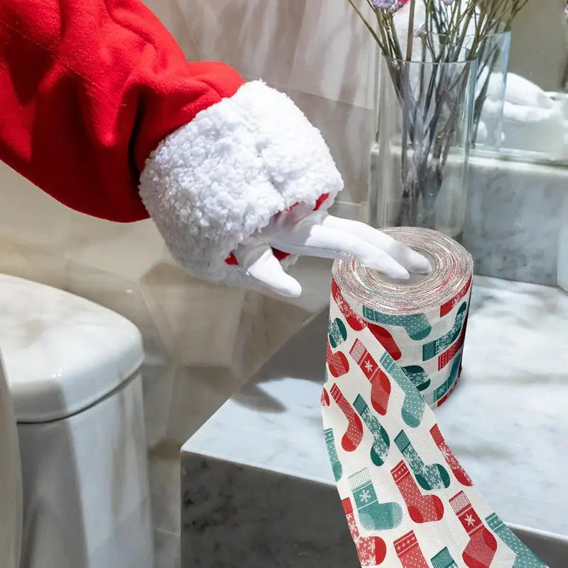 Christmas Toilet Paper Bathroom Tissues With Strong Water Absorption Holiday Creative Dorm Decors Household Paper Roll For