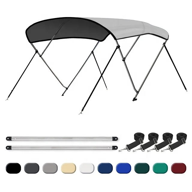 

Boats Size L 600D 4 Bow Different Colors Bimini Top Cover With Rear Support Poles