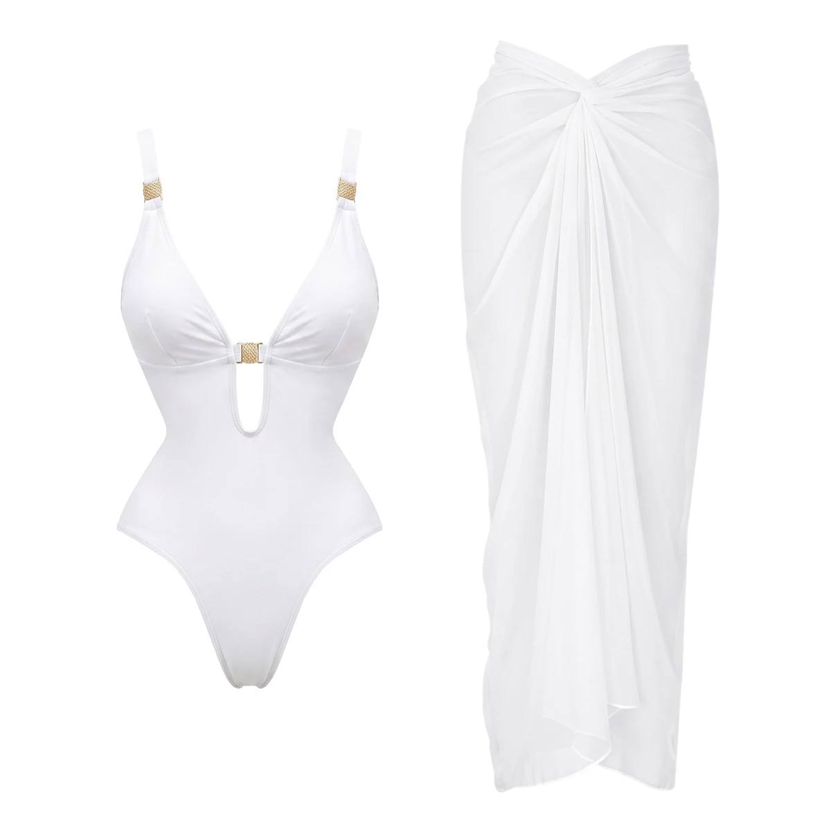 3Pc Push Up Bikini With Cover Up Women Sexy Swimsuit Female Swimwear Bandeau Biquini Shiny Button Bathingsuit Bodysuit Beachwear