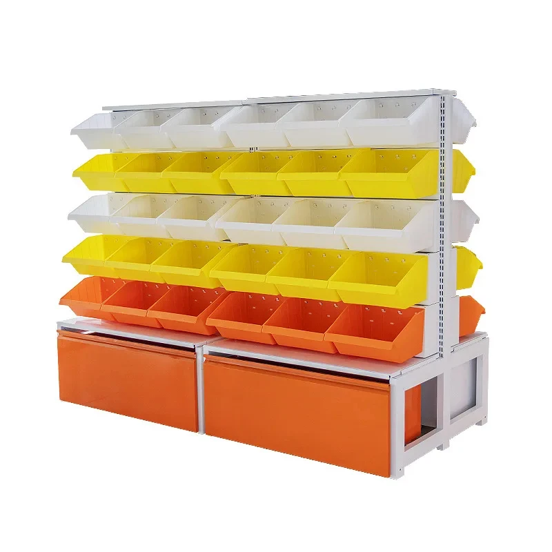 custom.Single-Sided Display Stand Metal and Plastic Cabinets Bulk Dry Goods and Snacks Supermarkets