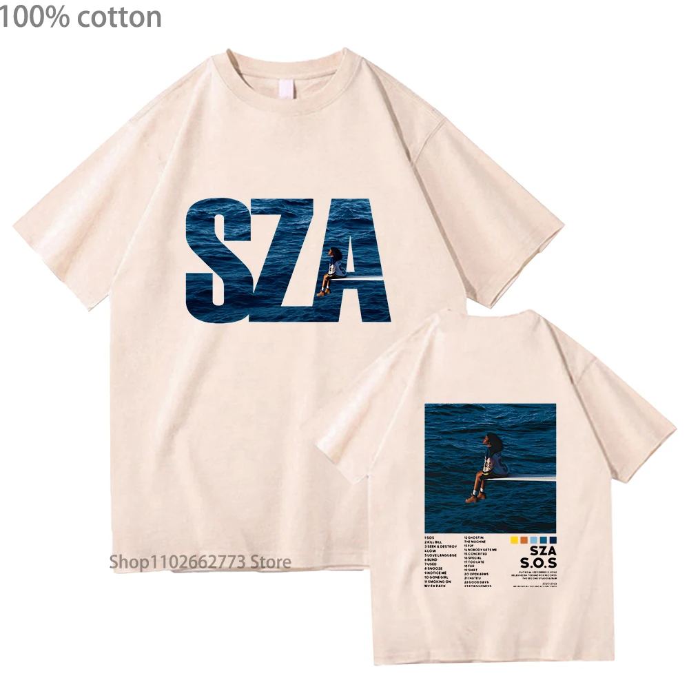 SZA SOS Clothes Anime T-shirts K-pop Streetwear Manga/comic Tshirt 100% Cotton Summer Shirts Hip Hop Cartoon Men/women Clothing