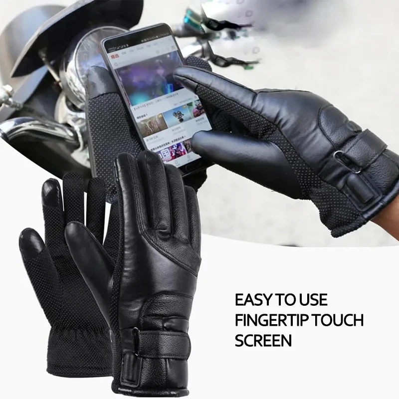 1 Pair USB Rechargeable Heated Hand Warmer Gloves Winter Warm Gloves Touch Screen Motorcycle Cycling Outdoor Hiking Gloves