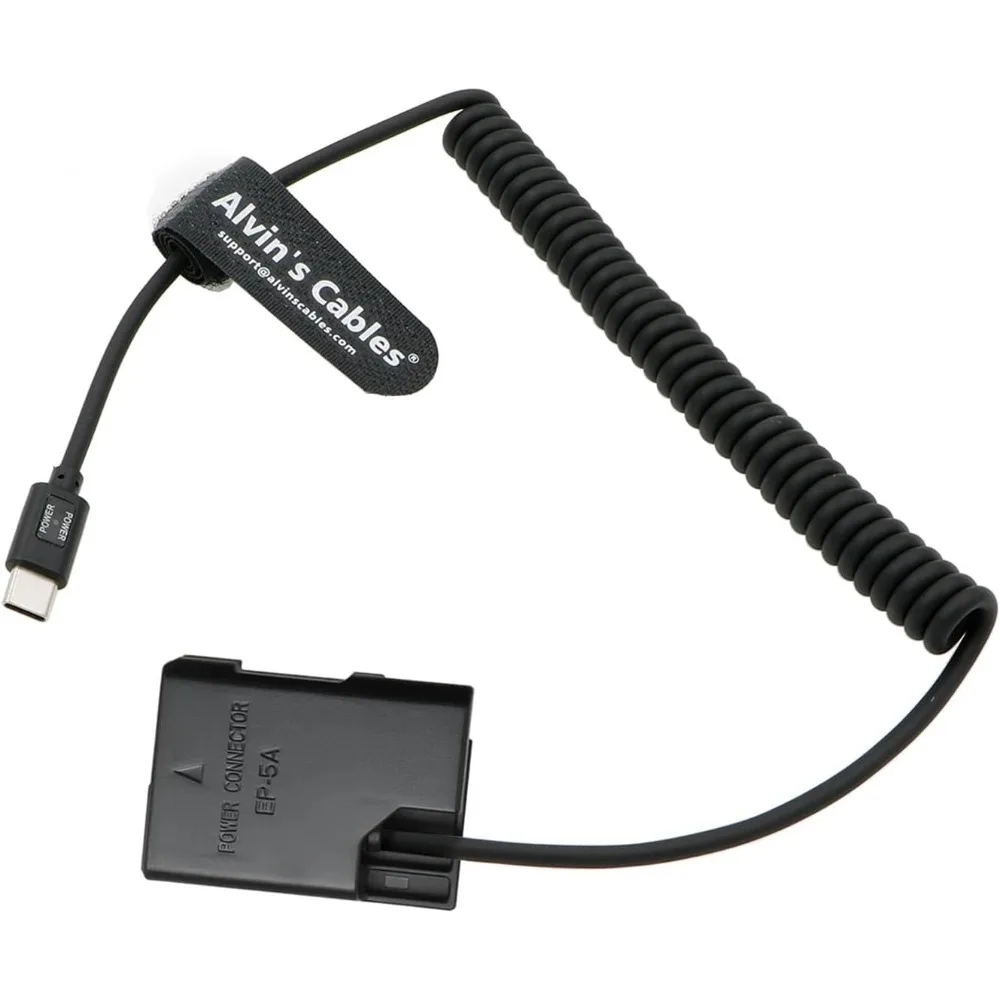 

Alvin's Cables EN-EL14 Dummy Battery to PD USB-C Coiled Cable Power Adapter Replacement for Nikon D3100 D3200 D3300 Cameras