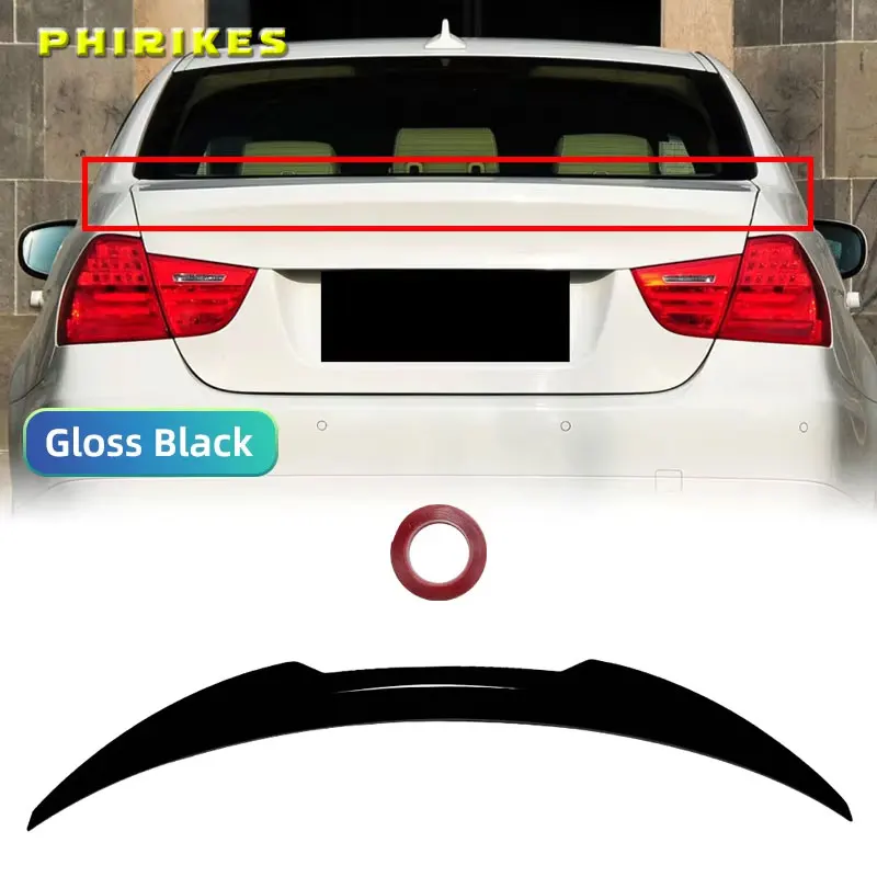 

For BMW E90 3 Series 2005-2011 Sedan E90 M3 2008-2012 Sedan Gloss Black Carbon Look PSM Style Car Rear Trunk Spoiler Wings