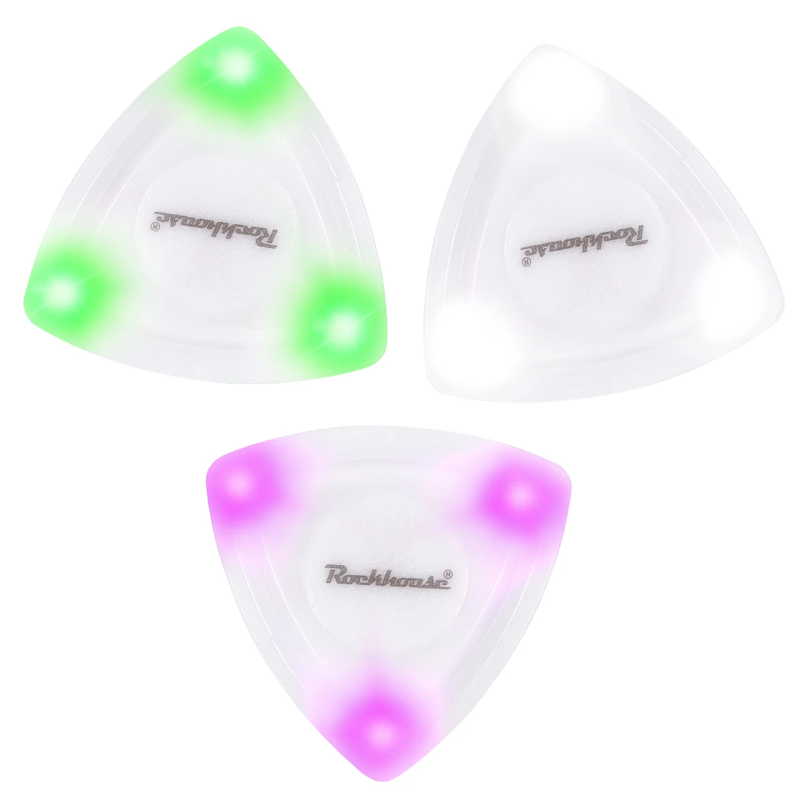 LED Picks กีตาร์ประกายเบสไฟฟ้า Plectrums Shine Light สีเขียว Abs Acoustic