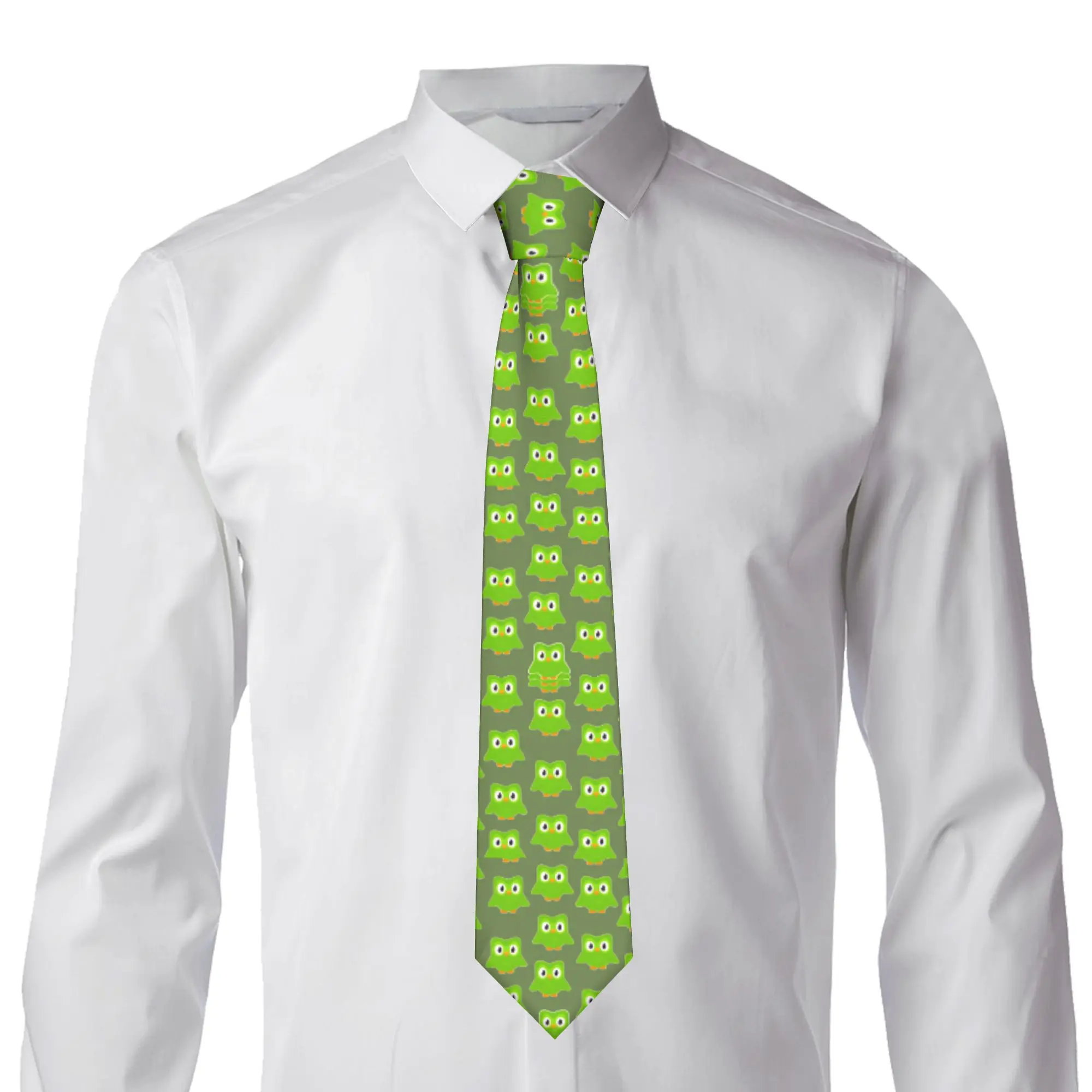 Men's Tie Cute Owl Neck Ties Duolingos Retro Casual Collar Tie Custom Leisure Quality Necktie Accessories