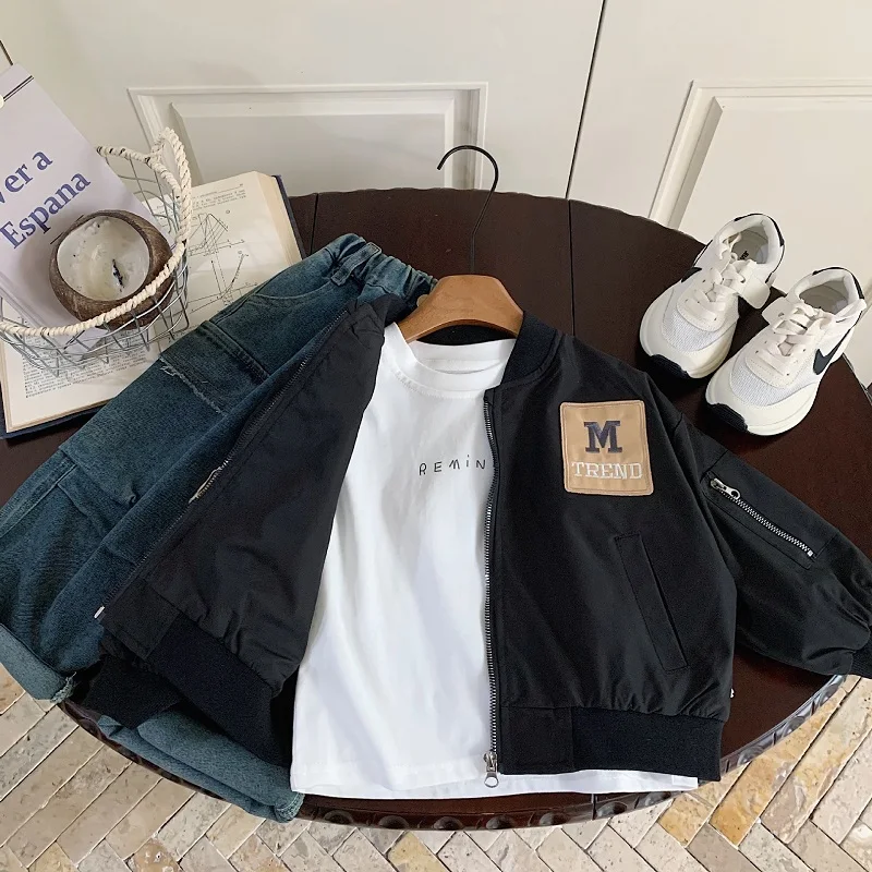 

Весенне-осенняя стильная водонепроницаемая куртка на молнии в стиле ретро для маленьких мальчиков и девочек, школьное детское уличное пальто, детская одежда, топы, От 2 до 10 лет