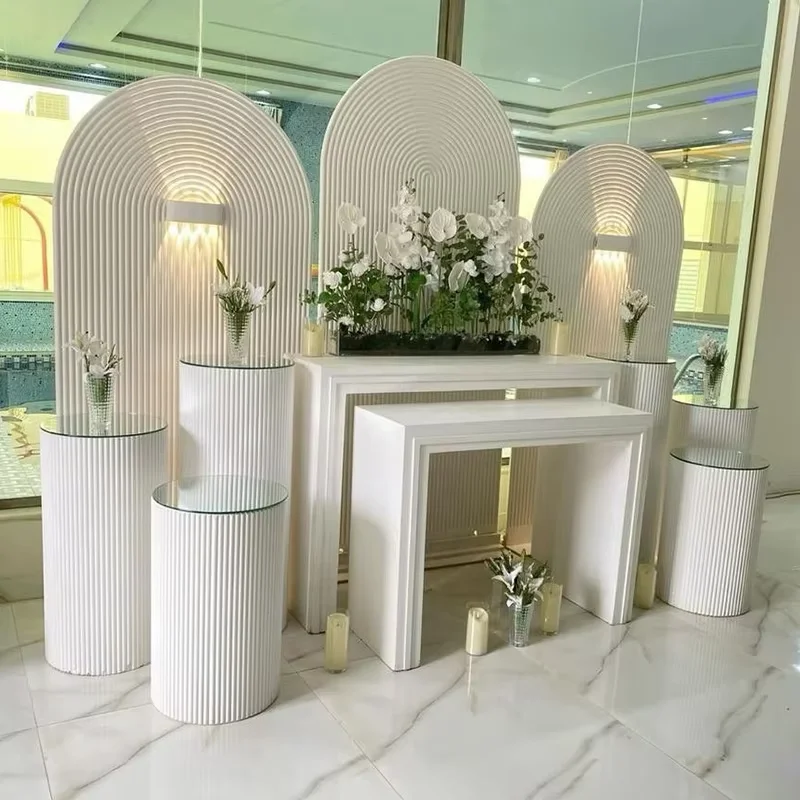 11pcs Wedding Iron Folding Bucket Cylindrical Dessert Table Road Guide Props Welcome Area Cake Table Decoration Party Decoration