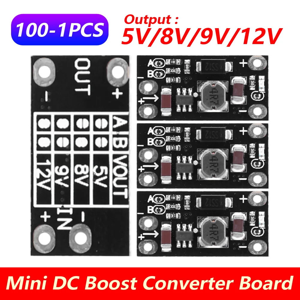 100-1PCS Multi-function Mini Boost Module Step Up Board 5V 8V 9V 12V LED Indicator DIY Voltage Module 3.7V lithium battery boost