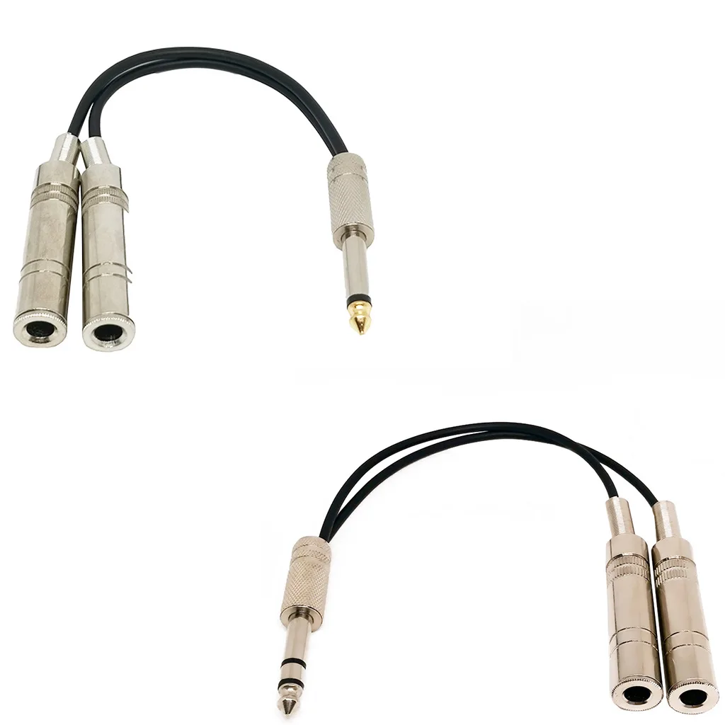 6.35mm Stereo Mano TRS Male to Dual 6.35mm Female Splitter Cable for Headphone, Speaker, Studio
