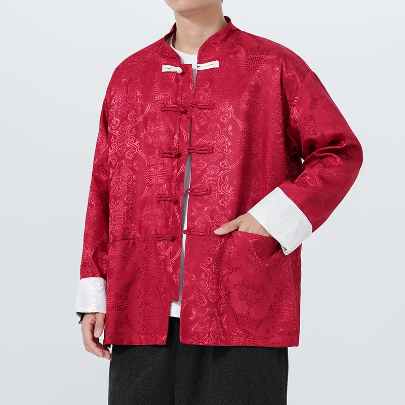 nouvelle-veste-de-style-chinois-pour-homme-rouge-a-motifs-floraux-decontractee-pour-performance-scenique-chanteur-avec-boutons-pour-examen-d'art-traditionnel-pour-la-partie-superieure-du-corps