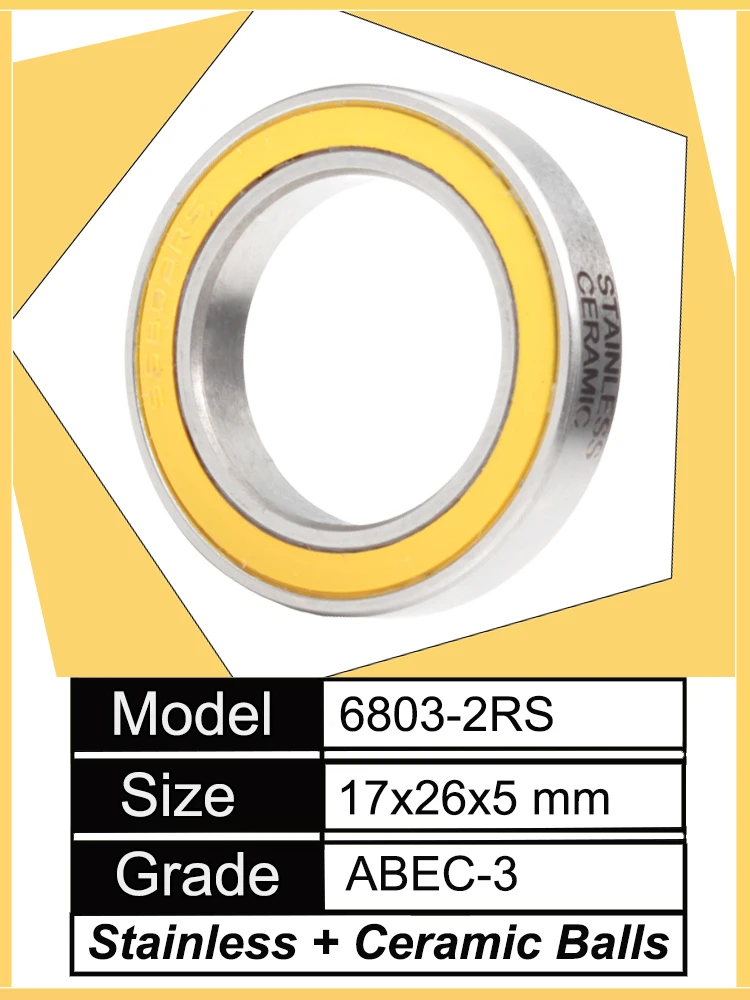 AliExpress FUSHI 6803-2RS Stainless Bearing 17*26*5 mm ( 1 PC ) ABEC-3 6803 RS Bicycle Hub Front Rear Hubs Wheel 17 26 5 Ceramic Balls Bearings