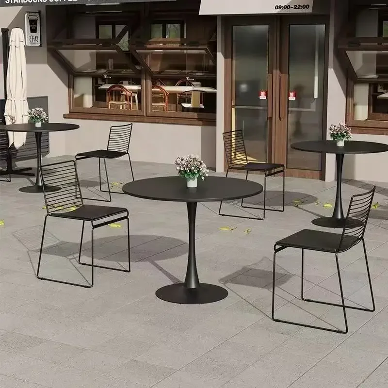 Nordic outdoor leisure tables and chairs courtyard open-air wrought iron one table and four chairs milk tea shop commercial outd