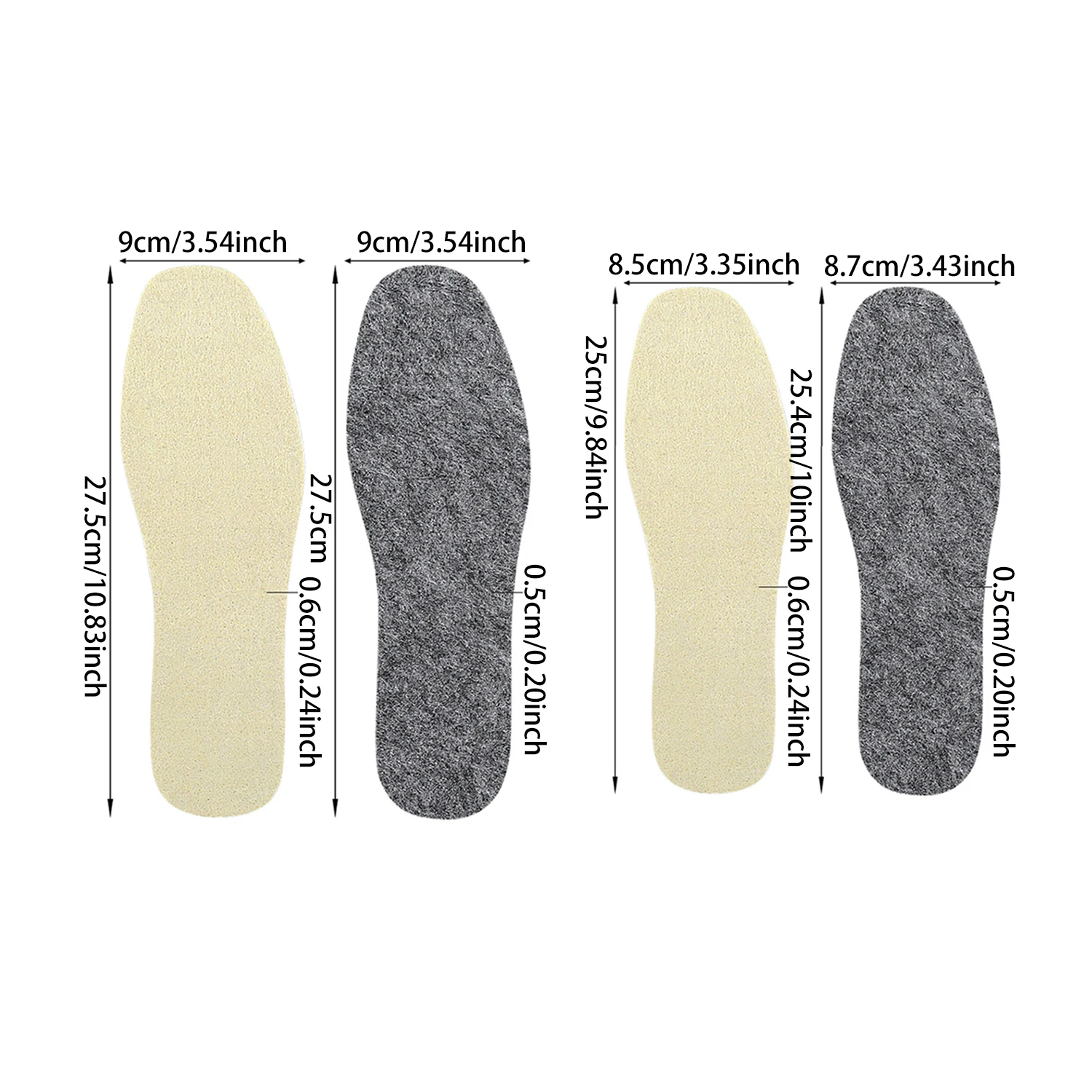 Thicken Wool Felt Thermal Insole Breathable Winter Keep Warm Boots Pad Sole Men Women Sweat Absorbent Insert