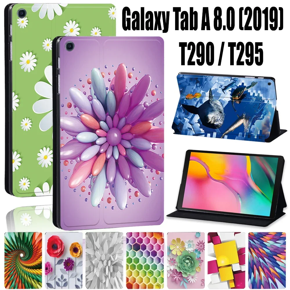 

Case For Samsung Galaxy Tab A T290/T295 (2019) 8.0 Inch P610 P615 Printed Pattern Leather Stand Tablet Protective Cover+Stylus