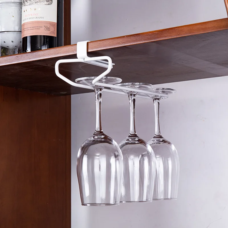 Hanging Wine Glass Holder Light Luxury Wine Cabinet Storage Rack Modern Household Stemware Bar Under Shelf Iron Without Drilling