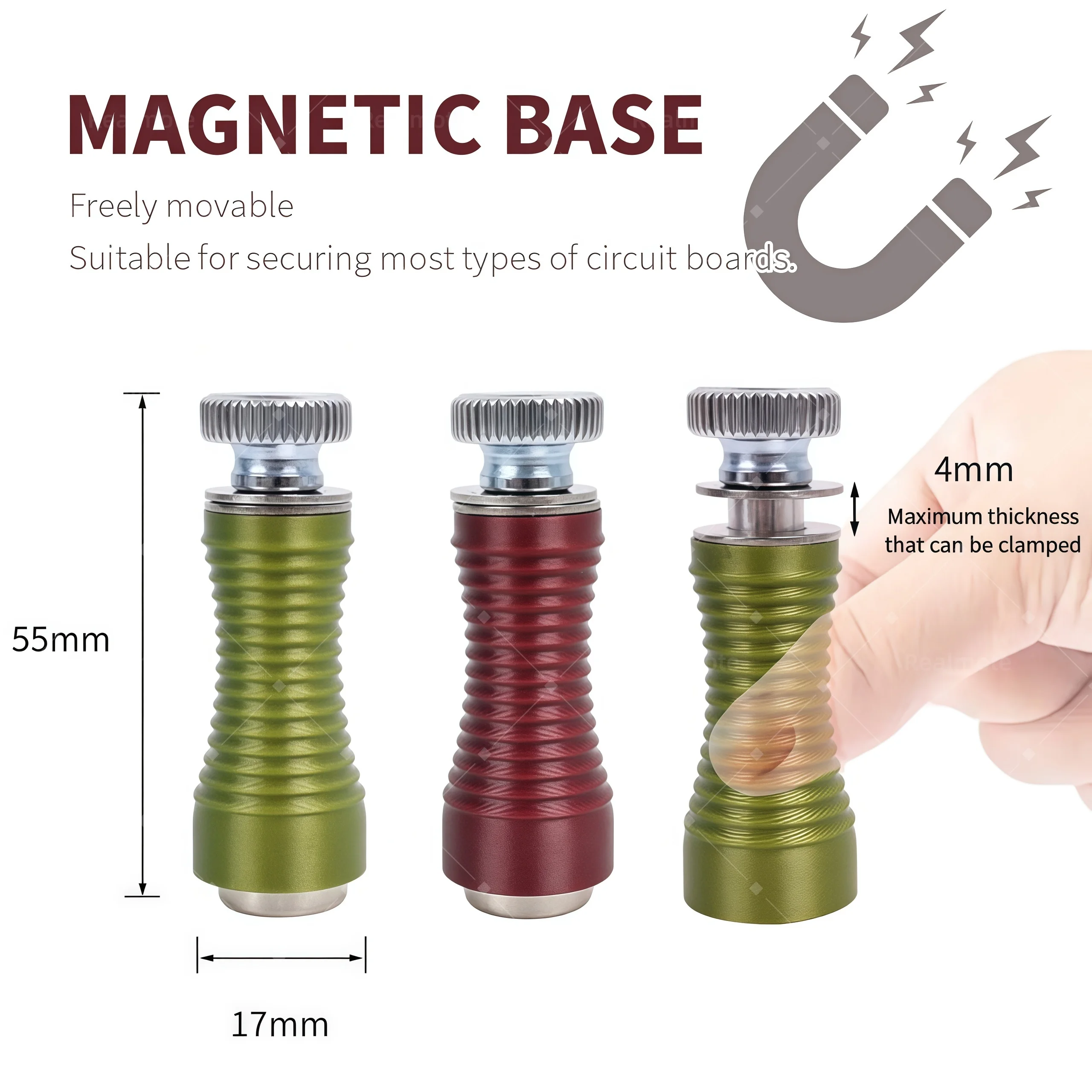 4pcs New Upgrade Spring-Loaded Magnetic PCB Holder Bits Set – Strong Magnet, Carbon Pillar Design for Phone Repair & Soldering
