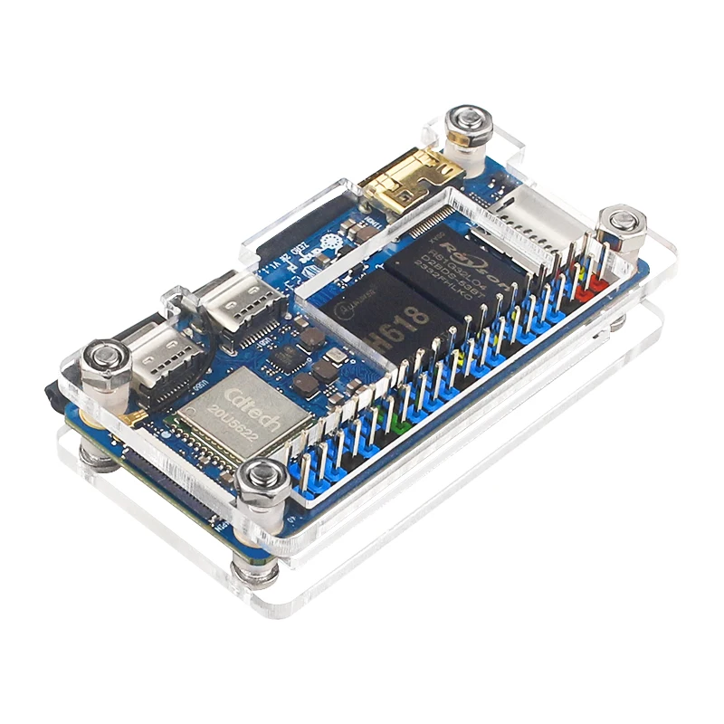 Pomarańczowe etui akrylowe Pi Zero 2 W przezroczysta powłoka pudełko ochronne opcjonalne miedziane radiator do komputer jednopłytkowy OPi Zero 2 W