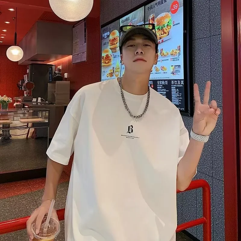 【M-8XL 】Men's Oversized Gothic Letter Print T-shirt Casual Streetwear Short Sleeve Tops