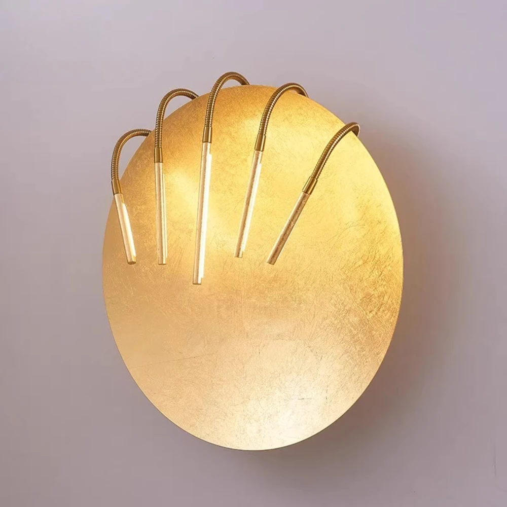 

Italian Minimalist LED Gold Foil Wall Lamp Designer TV Background Wall Living Room Bedroom Bedside Wall Lamp Indoor Home Decor