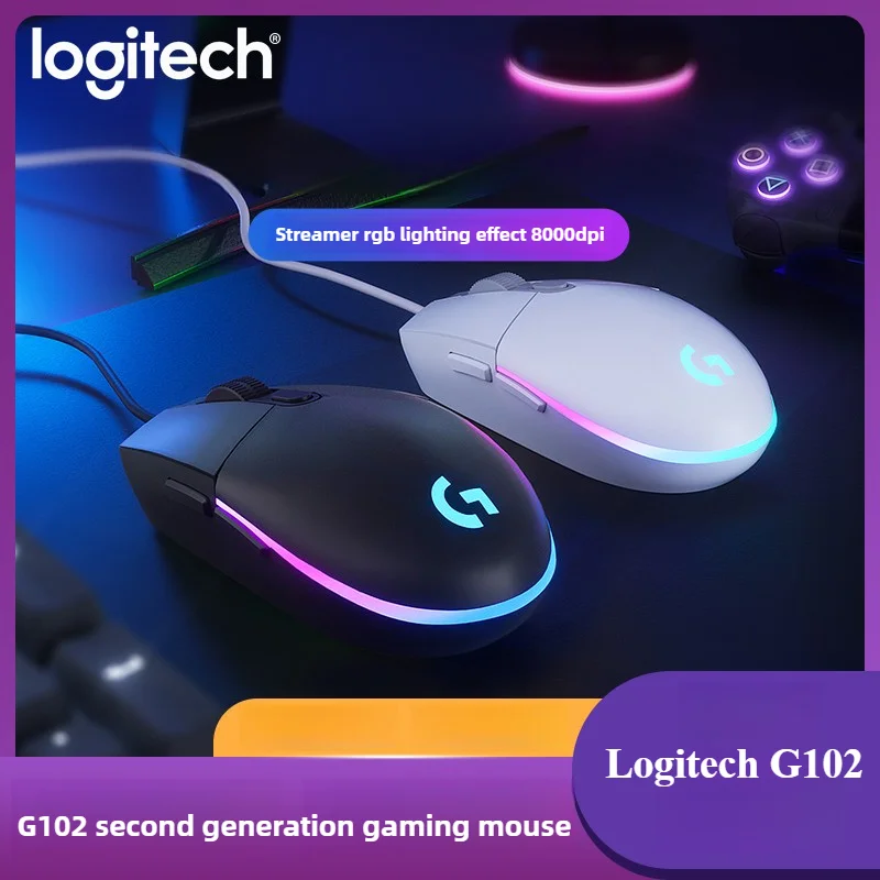 Logitech (G) G102 Gaming Mouse RGB Mouse Lightweight Design 200-8000DPI G102 Second Generation Ergonomic Mouse Computer Mouse