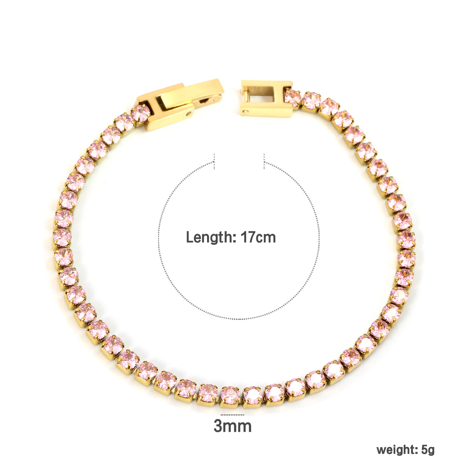 ASONSTEEL 2/3mm Bracelets Stainless Steel Colorful Cubic Zirconia Charm Chains Bracelets Crystal Delicate Bling Wedding Jewelry image 3