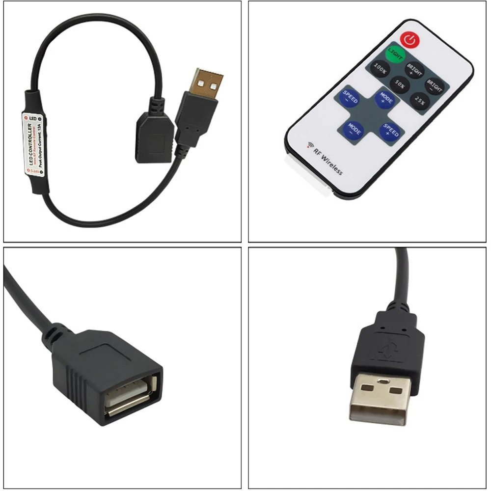 DC5V 11Key LED Strip Controller Dimmer RF Remote USB interface Controller For 5050 5630 2835 Single Color LED strip