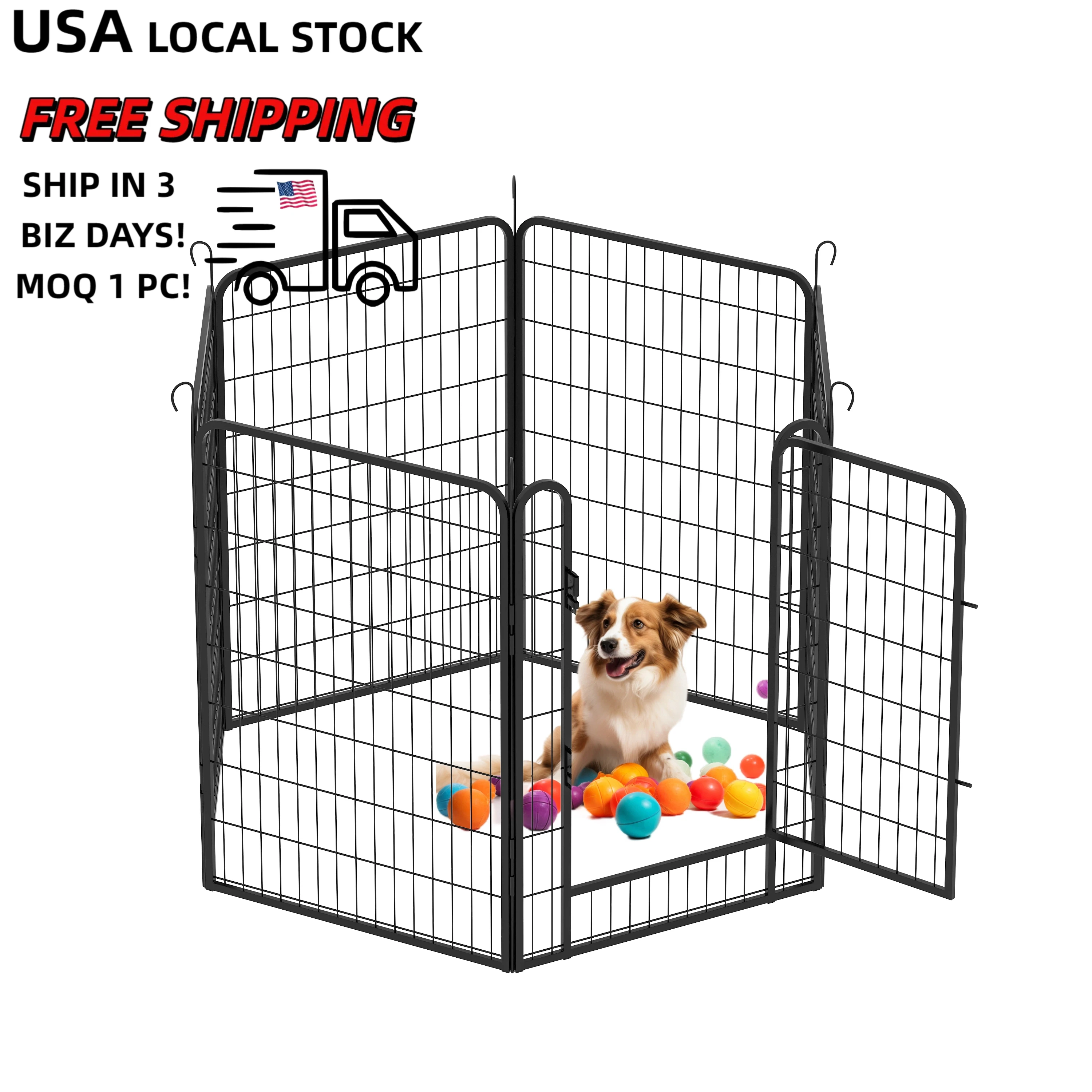 

40 Inch 6 Panels Heavy Duty Metal Playpen with Door Dog Fence Pet Exercise Pen Dog Kennel Outdoor Ready to Ship Free Shipping