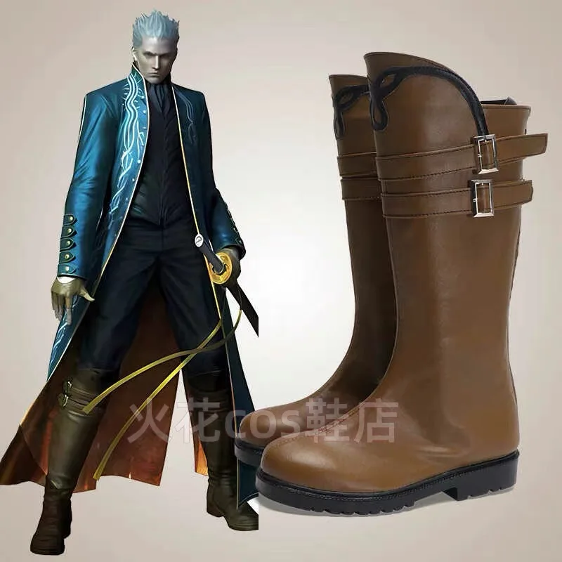 Lady Nero Vergil Dante Cosplay Shoes Game Cosplay Men Women Black Brown Red Boots Vergil Dante Cosplay Shoes customized