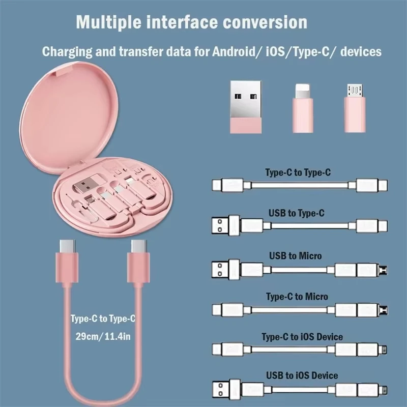 Multi-Functional USB Adapter Cable Storage Box - Type C Cable, 3 Types of USB Adapters & Connector Conversion! Multi-Functional