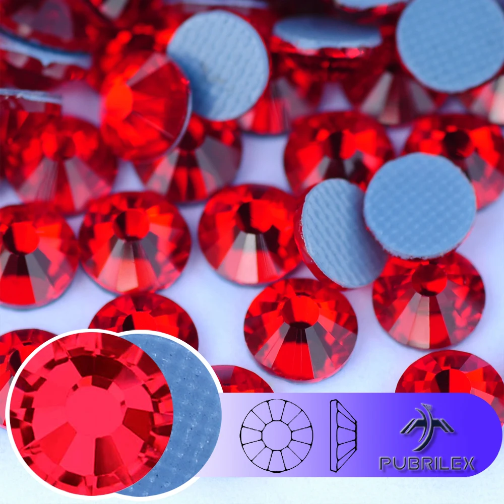 

HOTFIX PREMIUM Glass Light Siam Rhinestones Bling Crystals Embellishments for Fabric Garment Wedding Dress Clothing