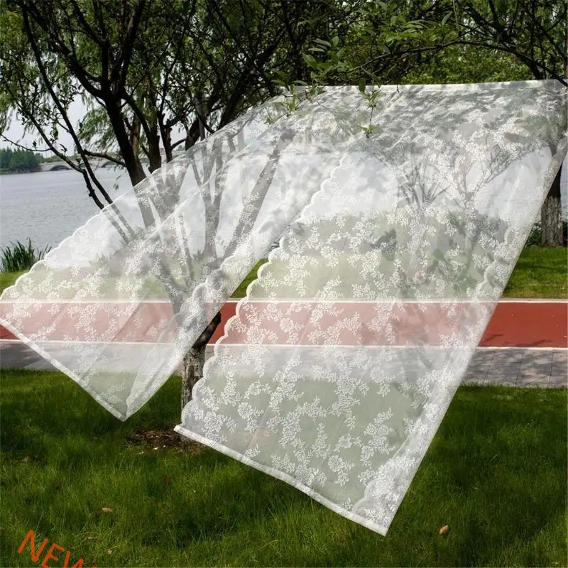 Vintage Roses Lace Sheer Curtains Florals Embroidered Drape for Kids Bedroom Privacy and Light Filtering Curtain Shade