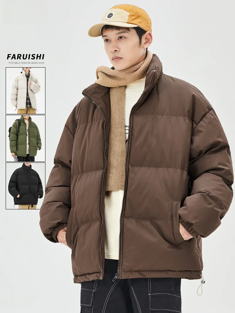 

Мужская хлопковая куртка на осень-зиму, утепленная, с воротником-стойкой, теплая, модная, повседневная, с длинными рукавами, на молнии