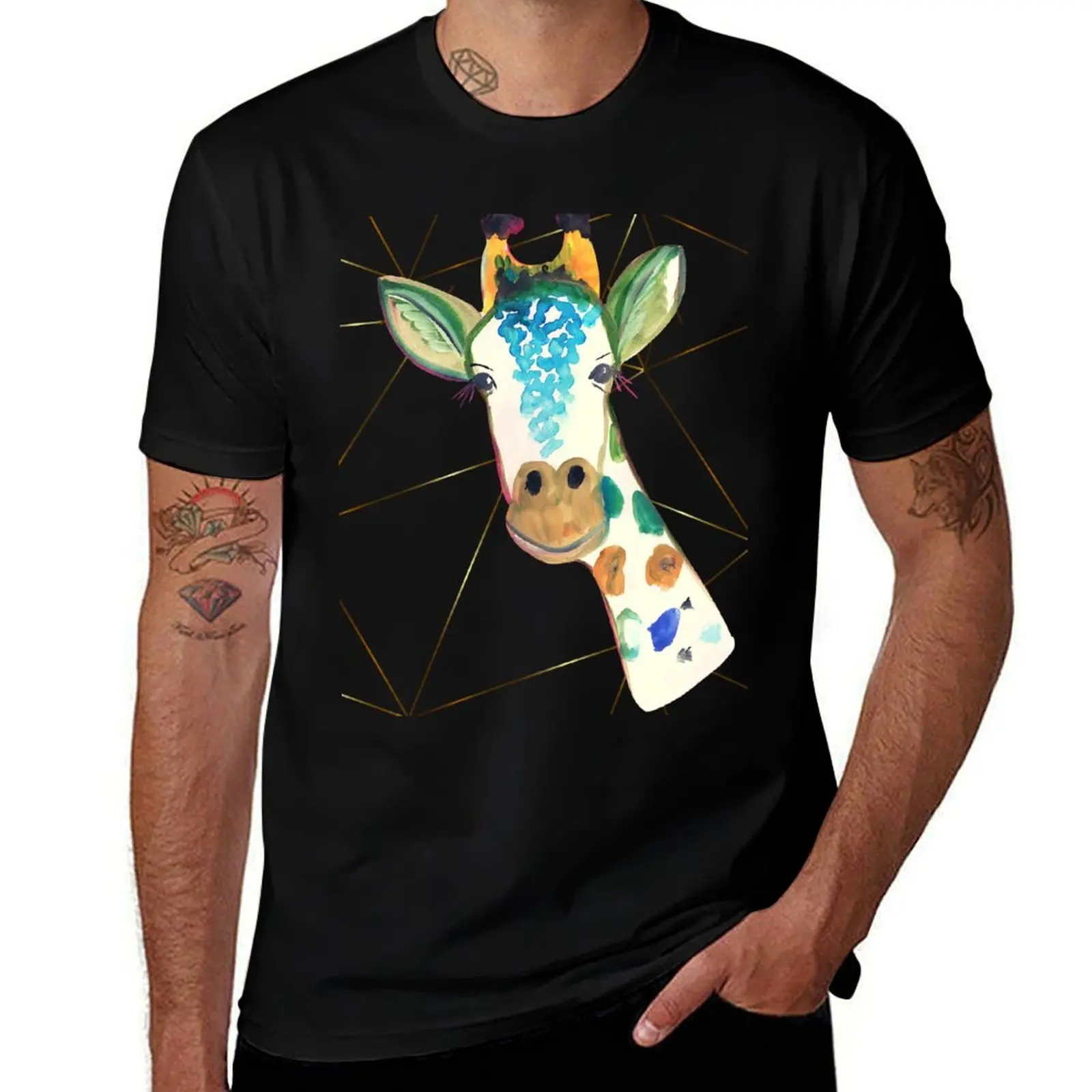 ADORABLE, PRETTY FUNNY GIRAFFE HEAD DESIGN T-Shirt man t shirts for men T-Shirt