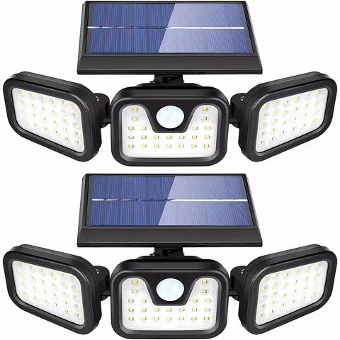 74 LED Solar Powered Motion Sensor Light Wall Mount Outdoor 3 Brightness Levels Front Door Garage Yard Pathway