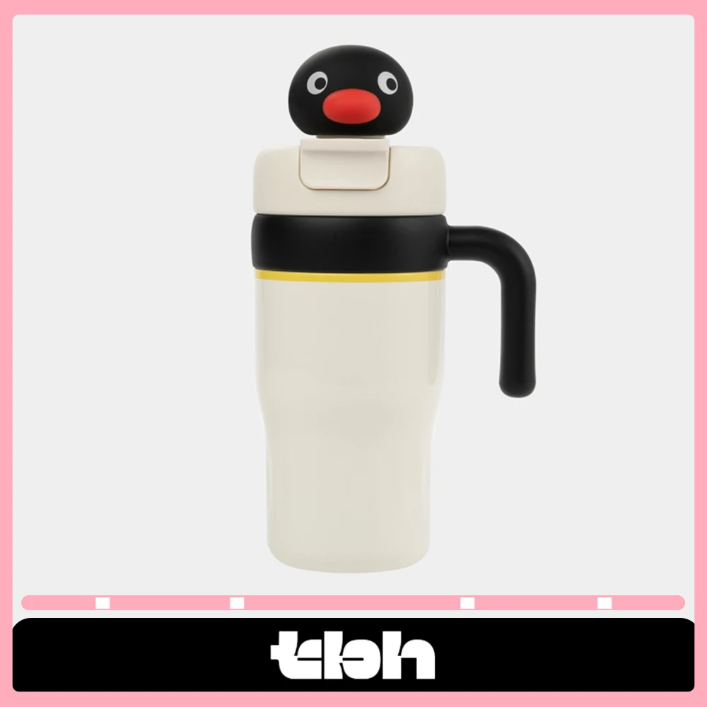 Tbh Pingu Big Mac Straw Integrated Type Water Cup Bottle Penguin Heat Preservation Portable 570ml Stainless Steel Liner Kettle