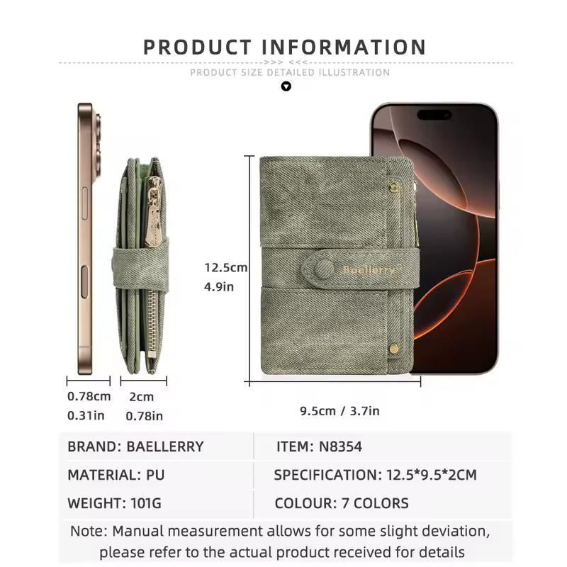 Baellerry New Fashion Women Short Wallets Zipper Coin Bags Top Quality Female Purse Coin Pocket Women's Detachable Card Clip - Image 2