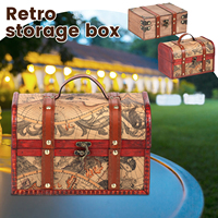 New Vintage Wooden Treasure Chest Keepsake Box Decorative Coin Money Piggy Bank Durable Mini Jewelry Box Kids Toy Containers