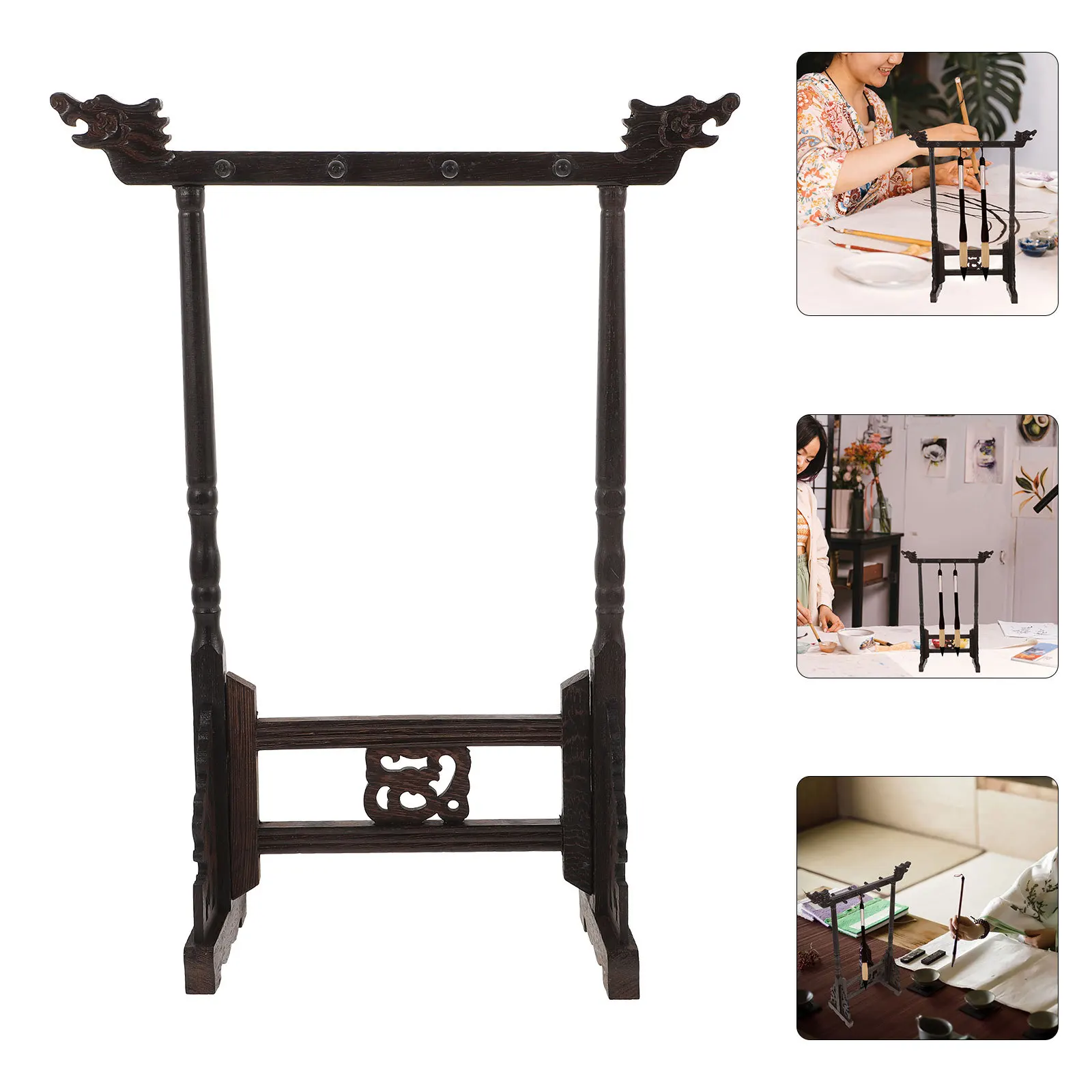 

Wooden Brush Holder Stand for Calligraphy Pen Storage and Organization Desktop Display Rack Creative Home Office School Decor
