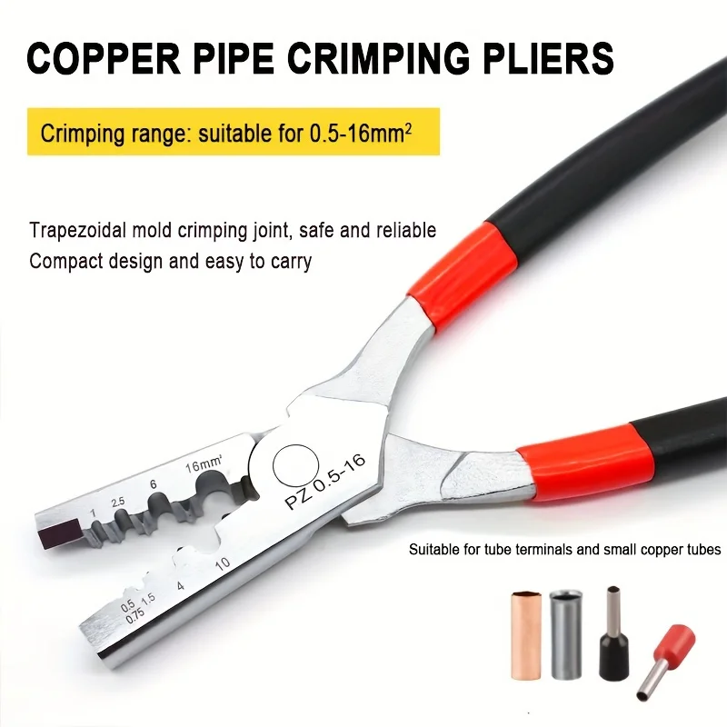 Crimping Pliers, Tubular Terminals, Crimping Of Copper Pipes, Suitable For Electrical Work, Industrial Factory Maintenance