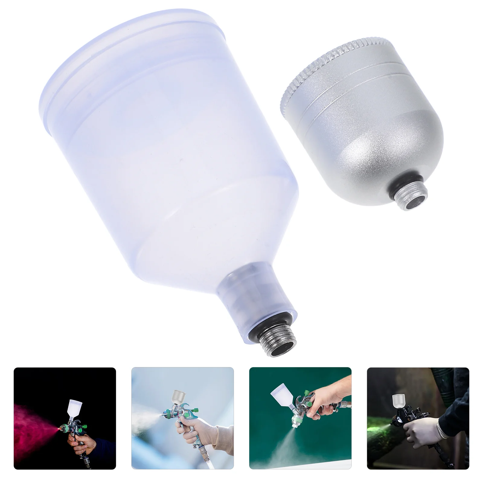 

2 Pcs Airbrush Metal Pot Paint Can Make up Painting Supplies Cups for Aluminum Alloy