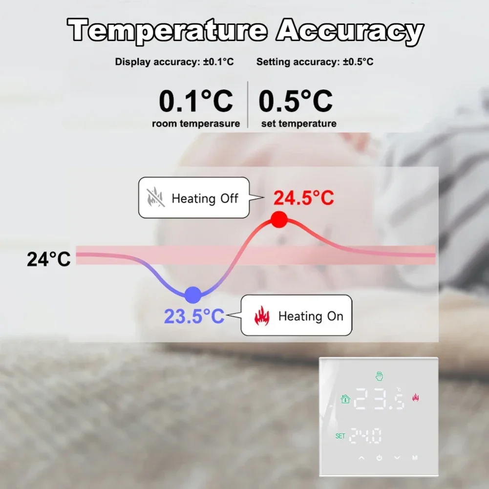 

Programmable Temperature Regulator with LCD Touch Display Thermostat for Home and Office Electric and Gas Boiler Heating Systems