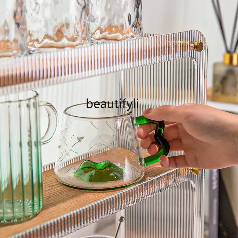 جديد سطح المكتب حامل الكأس كأس تخزين الرف فنجان شاي تخزين عرض موقف الطبقات تخزين الرف ss 8617 #5