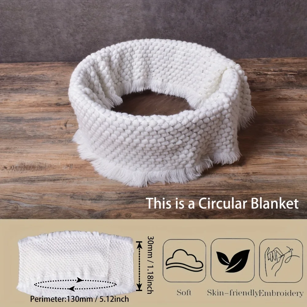 1 Pc Photo Blanket Newborn Photography Background Prop Soft Crochet Photoshoot Basket Stuffer Filler Baby Photo Pad Multicolored