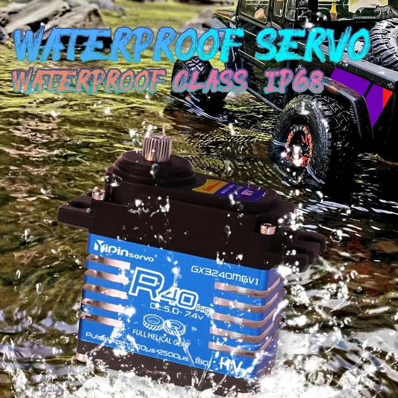 Wodoodporny serwo RC IP68 40kg, w pełni stalowe ślimakowe serwa cyfrowe do akcesoriów RC, samochodów zdalnie sterowanych 1/8 1/10 i robotów.