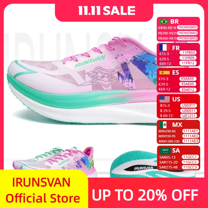 

Профессиональные кроссовки для марафонского бега IRUNSVAN с нейлоновой карбоновой пластиной 2024, подходят для тяжелых бегунов, дышащие, с мягкой подкладкой
